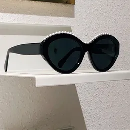 Olho de gato sobrancelha pérolas óculos de sol óculos de sol preto cinza lentes mulheres óculos de sol proteção uv com box312e