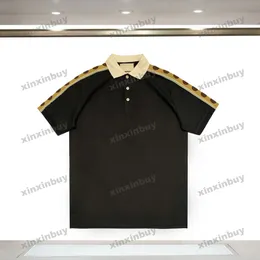 Xinxinbuy Men Designer Tee T Shirt حزام الشريط العاكس قصير الأكمام القطن نساء أسود أبيض أزرق رمادي أحمر XS-2XL