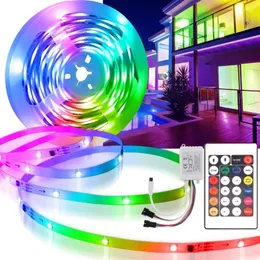 Strips WS2811 TUYA WIFI LED Strip بشكل فردي معالجة RGBIC TAPE مرنة 12V 5M 10M DREAM COLL TV DICER