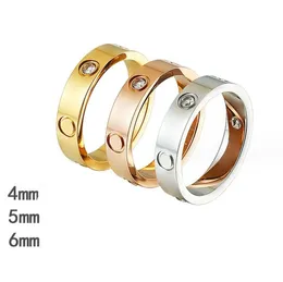 Amor parafuso anel 4mm 5mm 6mm titânio aço prata amor anel masculino e feminino rosa ouro jóias para amantes casal anéis presente
