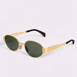 Óculos de sol ovais redondos, lentes verdes de metal dourado, feminino, masculino, esportivo, sonnenbrille gafa de sol com case293b