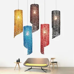 Moderne kreative Farbe E27 LED Pendelleuchte Persönlichkeit Aluminium Hängelampe Pendelleuchte Home Beleuchtung Küche Fixtures276W
