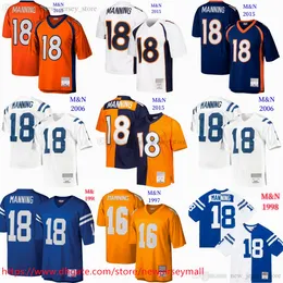 2005 후퇴 명예의 전당 18 Peyton Manning Jersey Classic Vintage 1998 스티치 레트로 유니폼 통기성 스포츠 셔츠 75th Patch