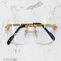 Óculos ópticos com design de moda totalmente novo 0141 retrô de metal sem aro lente transparente estilo comercial retrô clássico transparente gl288G