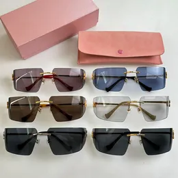 Herren- und Damen-Designer-Runway-Sonnenbrille, ultraleichte, randlose, quadratische Glasrai-Glasrai-Gläser aus Metall mit Metalllogo MU9YS, geeignet für lässige Gesichtsform im Urlaub