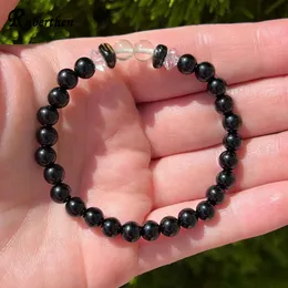 MG1956 Vetro del deserto libico Herkimer Diamante 6 MM Bracciale con tormalina nera Spirituale Yoga Mala Gioielli con pietre preziose di cristallo