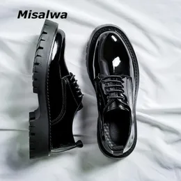 Gai Gai Gai Misalwa Mid Heel Oxford Patent Leather British Men's Office Men Dress Formal Lace-Up Black Shoes 231208