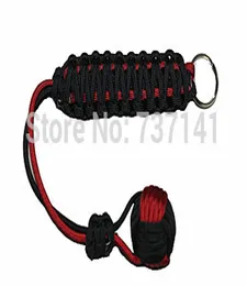 Black and Red Monkey Fist Paracord 1 quot Steel Ball Self Defense Lanyard Key Ring4412426