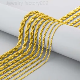18K prawdziwy złoty łańcuch liny 1,2 mm 1,5 mm 1,7 mm 2,3 mm 3,3 mm 925 srebro wykonane we Włoszech w łańcuchu sznurka