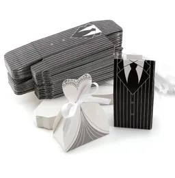 100pcs candy boxes tuxedo dress bride و Groom Wedding Gift Candy Favor Box Party Supplies8351240