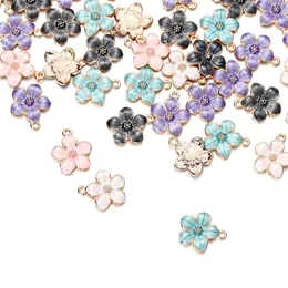 Charms 10pcsbag Colorful Flower Heart Charms hängen Emalj Metal Necklace Armband Charm för DIY -smycken Tillbehör Tillbehör 231208