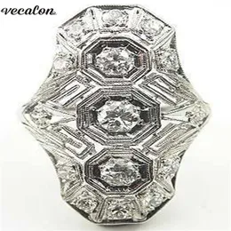 Vecalon Винтажное кольцо с гиперболой из стерлингового серебра 925 пробы с кристаллами Cz, вечерние обручальные кольца для женщин и мужчин Jewelry2717