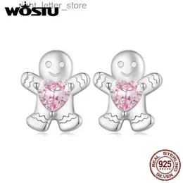 Stud Wostu Gingerbread Man Ear Stud 925 Sterling Silver Christmas Gift Box Trains for Women Christmas Party Jewelry Gift FIE1656 YQ231211