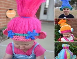 Trolls Wig Cosplay Knitting Hat Kids Handmake Halloween Gifts Cosplay Wig Hand Knit Party Hats for Kids 36years SH1909232611646
