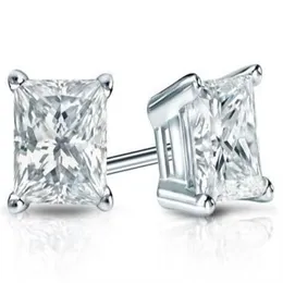 14k White Gold 4-PRONG PRINCESS CUT DIAMOND STUD EARRINGS 1 50 CT TW G-H SI2241V