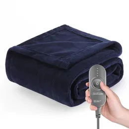 Electric Blanket Sunbeam Microplush Heated Throw Poseidon Blue 50" x 60" 231211