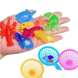 Bath Toys Childrens 10pcsset Kawaii Uznanie gumowe złotą rybkę woda woda gra dla dzieci maluchy kąpielowe prezenty prysznicowe 230529 Drop DH4KS