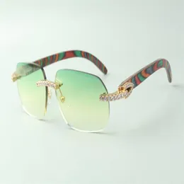 Direct's Endless Diamond Sonnenbrille 3524024 mit Pfauenholzbügeln, Designerbrillengröße 18-135 mm233l