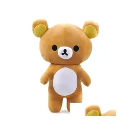 Animais de pelúcia de pelúcia kawaii rilakkuma casal personagem de desenho animado brinquedo macio animal marrom urso boneca para namorada agradável presente q0727 dro otamw