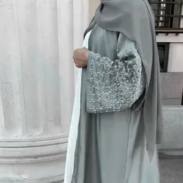 Abbigliamento etnico Perline di moda Design in rattan Cardigan islamico Kimono Donne musulmane Abaya aperto Abito Abaya stile Dubai