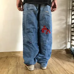 Dżinsowe dżinsy American High Street Hip-Hop Pająk Pająk drukowane proste dżinsy Y2K Odzież Goth Osobowość Trendowe niskie dżinsowe spodnie 231211