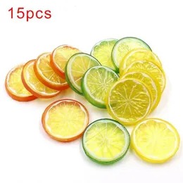 15 künstliche Fruchtscheiben, Obstscheiben, Orangen-Limetten-Requisite, lebensechtes Dekor262b
