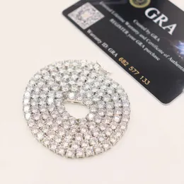 Fashionable Style 3mm 4mm 5mm Round Vvs Moissanite Diamond Hiphop Jewelry Iced Out Sliver Plated Tennis Chain Necklace