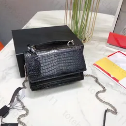 Luxur Designer Sunset Tote Bag Alligator Leather Brand Logo Woc med nyckelring kuvert multifunktion handväska koppling klaffkedja kvinnors män crossbody axelväskor