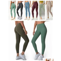 Catsuit Costumes Classic Womens Yoga Pants with Tickets Leggings Mini High midje mage Kontroll Non sewing Workout Drop Delivery Dhkig