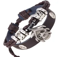 Men039s Leather Bracelet Skull Cowhide Woven Fashion Anime Bracelet Punk Leather Cuff Bracelet3603268