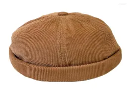 BeanieSkull Caps Retro Beanie Sailor Hat Docker Cap Corduroy Brimless With Adjustable Worker Decor Pros224049088