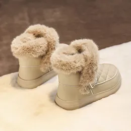 Botas menino menina inverno quente forro de pele antiderrapante sapatos de neve tornozelo plano impermeável ao ar livre durável pelúcia para crianças 231211