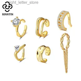 Stud Rinntin 1 stks 925 sterling zilveren oor manchetten mode niet-piercing oor clip cirkel oorbellen met zirkoon voor vrouwen sieraden CL01 YQ231211