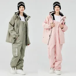 Inne zestawy narciarskie dla kobiet dla kobiet kurtki i spodnie mężczyzn snowsuit snowboard płaszcz z kapturem Wodoodporne wiatrówki izolowane 231211