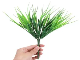 10pcllot 7 widelca sztuczne zielone rośliny plastikowa świeża trawa na dekorację ślubną domek dekoracja kwiaty fałszywa roślina 7327623