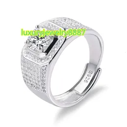 DEF 1ct Edelstein runder Moissanit-Diamantring Herrenring mit GRA-Zertifikat