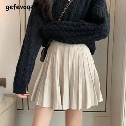 Skirts Korean Style Sexy Pleated High Waist Knitted Mini Skirt for Women Autumn Winter Casual Harajuku Y2K Slim Fit Solid Street Skirts 231211