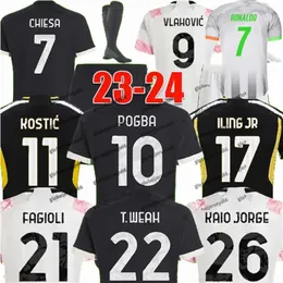 Player Fans CHIESA T.Weah Soccer Jerseys 2023 2024 LOCATELLI KEAN KOSTIC ILING JR RABIOT VLAHOVIC POGBA FAGIOLI MILIK JUVE 23 24 Men Kids _Jersey