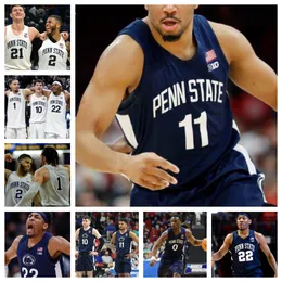 Penn State Basketball-Jersey mit beliebigem Namen, Nummer, Herren, Damen, Jugend, alle genäht: 5 Jameel Brown 4 Puff Johnson 3 Nick Kern Jr. 2 D'Marco Dunn 22 Qudus Wahab