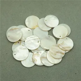 100pcs Lot 35mm Yuvarlak Doğal Beyaz Kabuk Boncukları Takılar Küpe Küpe Yaparak Delik Diy Takı Bulguları ile Gevşek Kabuk Boncukları