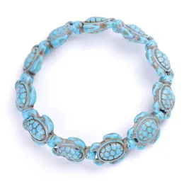 Blue turquoise turtle Bracelet tortoise Bead Elasticity bracelet For Women Men Jewelry