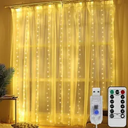 Strängar 3m LED Fairy Lights Garland Curtain String USB Festoon Remote Year Lamp Jul Decoration for Home217i