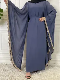 Abbigliamento etnico Eid Mubarak Caftano Dubai Abaya Maniche a pipistrello Abito musulmano Donna Hijab Islam Caftano Maxi Robe Femme Abiti Musulman De Mode