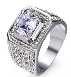 Erkek Ring Hip Hop Takı Zirkon Icli Out Yüzükler Kesme Topaz CZ Diamond Full Tonones Erkek Düğün Band Ring Müte