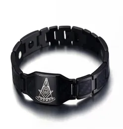 الماضي Master Demolay Shrine Mason Link Bracelet Masonic Symbols Bangle Man Stainsal Steel Energy Magnetic Carbon Carbon Fiber H3938901