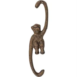 10 Dökme Demir Asılı Maymun S-Hook S Hook Metal Fabrikası Pot Bahçe Askıları Rustik Kahverengi Vintage Dekorasyon Bahçe Hayvan El Sanatları A240G