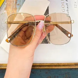 Kare güneş gözlükleri altın metal çerçeve pembe turuncu lens unisex moda güneş gözlükleri des lunettes de soleil box251f