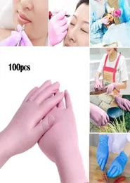 100Pcs XS PinkBlue Disposable Gloves Latex For Home Cleaning Disposable Food Gloves Cleaning Gloves Antislip AcidAlkali 2011303091714