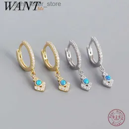 Stud WANTME 925 Sterling Silver Bohemian Blue Opal Zircon Pingente Brincos para Mulheres Moda Retro Europeu Anchor Hughies Jóias YQ231211