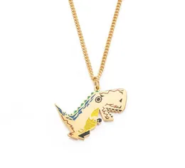 Edelstahl Gold Dinosaurier Cartoon niedlichen Tier Anhänger Halskette Kind Kinder Schmuck Halsketten Geschenk für ihn Ketten6399133
